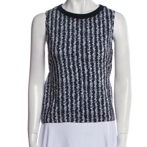 Derek Lam Crosby 10 Blue and White Sleeveless silk  Top small crew neck